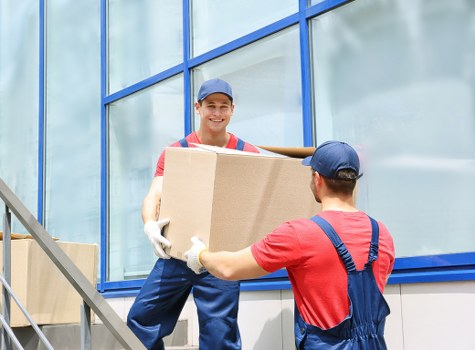 Removals van servicing residential streets in St Johns Wood