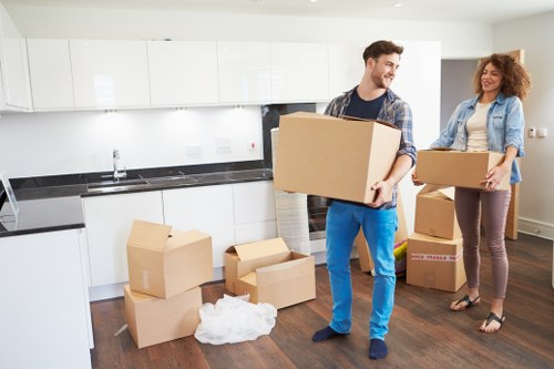 Furniture and boxes being loaded for a St Johns Wood move