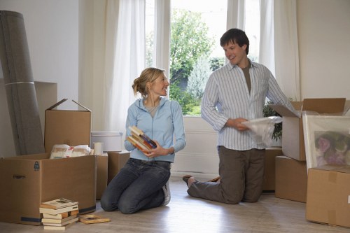 Van and mover assisting a flat move near St Johns Wood