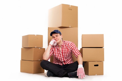 Office furniture and equipment being moved for a business in St Johns Wood